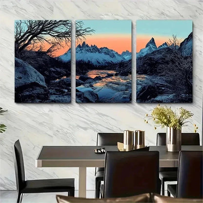 3pcs Patagonia Mount Fitz Roy Scenery Perfect Wall Art Set Canvas Framed 50x70cm - High Quality Print 100% Australian Made Wall Canvas Ready to Hang