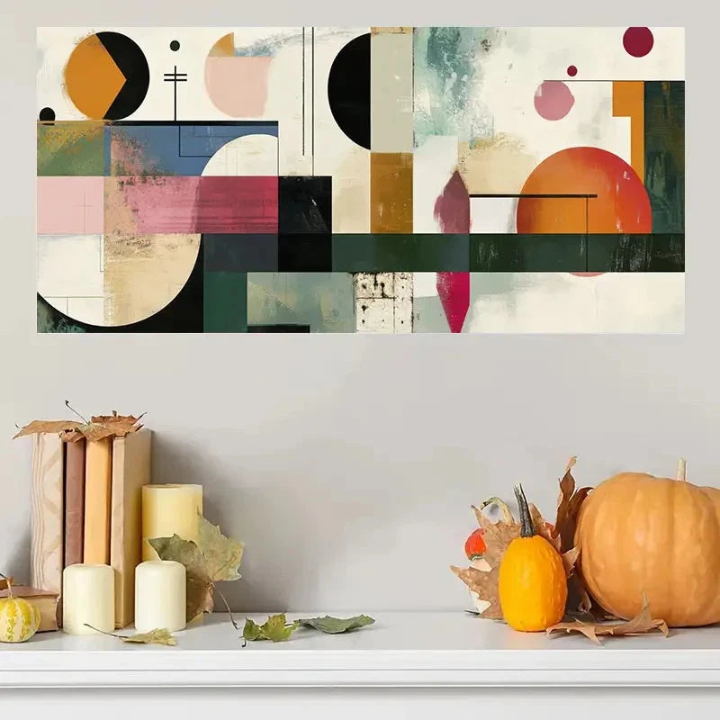 Vibrant Geometric Patterns Wall Art Canvas Office Home Room Framed 120x60cm
