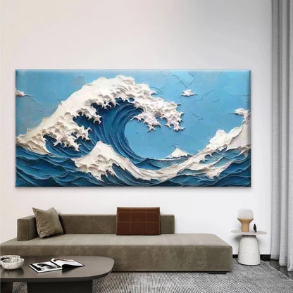 Abstract Ocean Wave Painting Wall Art Canvas Office Home Room Framed 120x60cm