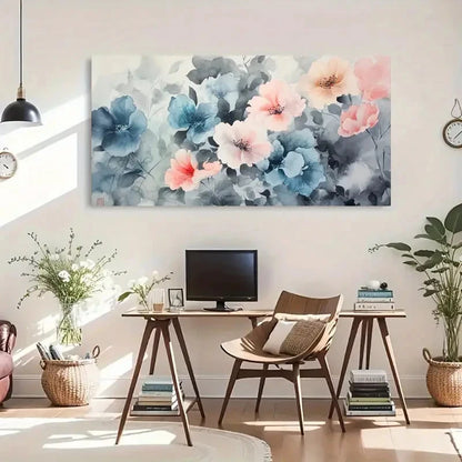 Natural Flowers Delicate Stroke Wall Art Canvas Office Home Room Framed 120x60cm - Bella Home Decor