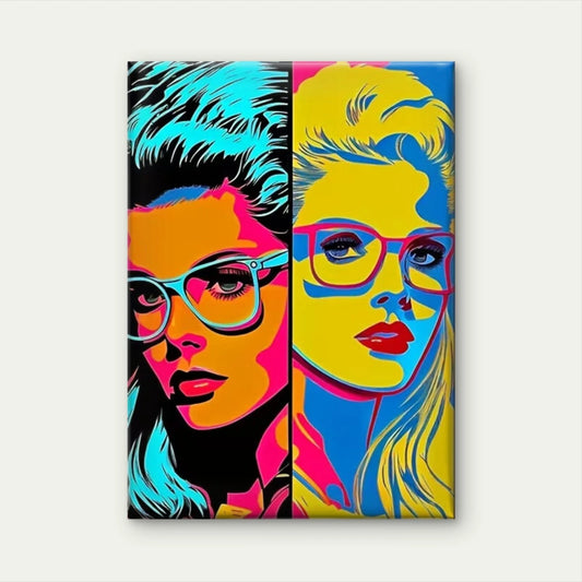 Dual Pop Art Portraits 40x60cm Metal Print Ready to Hang