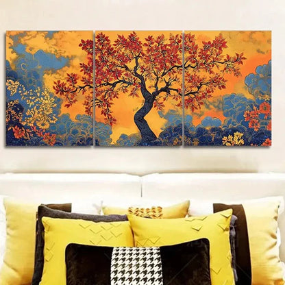 3pcs Yellow flowers, trees Wall Art Set Canvas Unframed - High Quality Print 100% Australian Made Wall Canvas