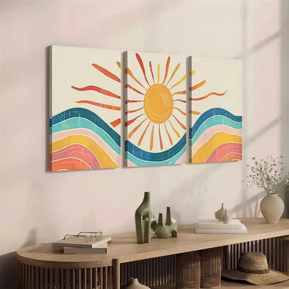 3pcs Mid-Century Abstract Wall Art Set Canvas Unframed - High Quality Print 100% Australian Made Wall Canvas