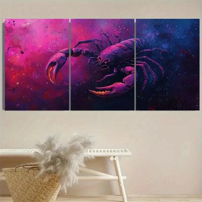 3pcs Vibrant Scorpio Zodiac Wall Art Set Canvas Framed 50x70cm - High Quality Print 100% Australian Made Wall Canvas Ready to Hang