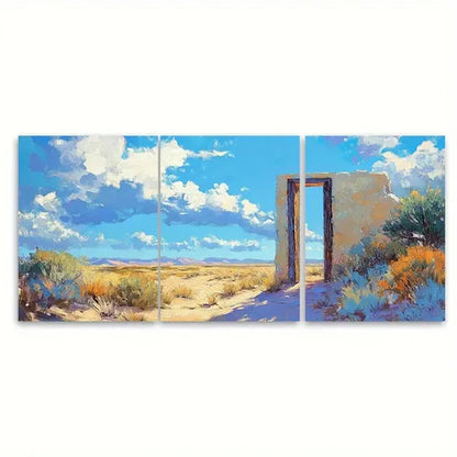 3pcs Desert Doorway Impressionist Painting Wall Art Canvas Unframed - High Quality Print 100% Australian Made Wall Canvas - Bella Home Decor