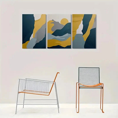 3pcs Abstract Mountain Landscape Metal Print Ready to Hang Art - Bella Home Decor