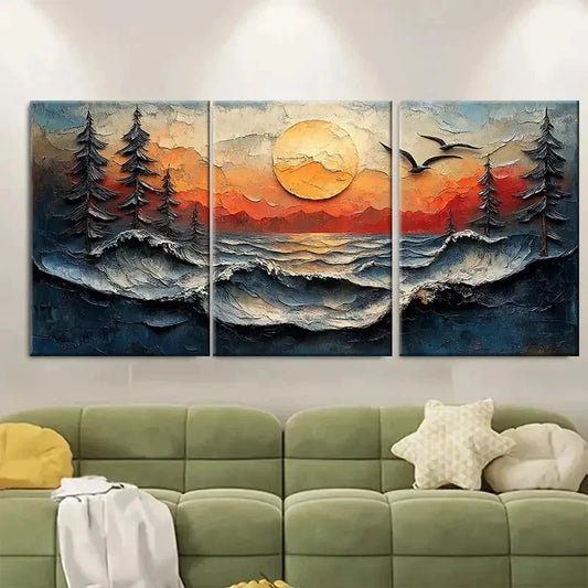 3pcs Landscape Painting Original Landscape RT Wall Art Set Canvas Framed 50x70cm - High Quality Print 100% Australian Made Wall Canvas Ready to Hang