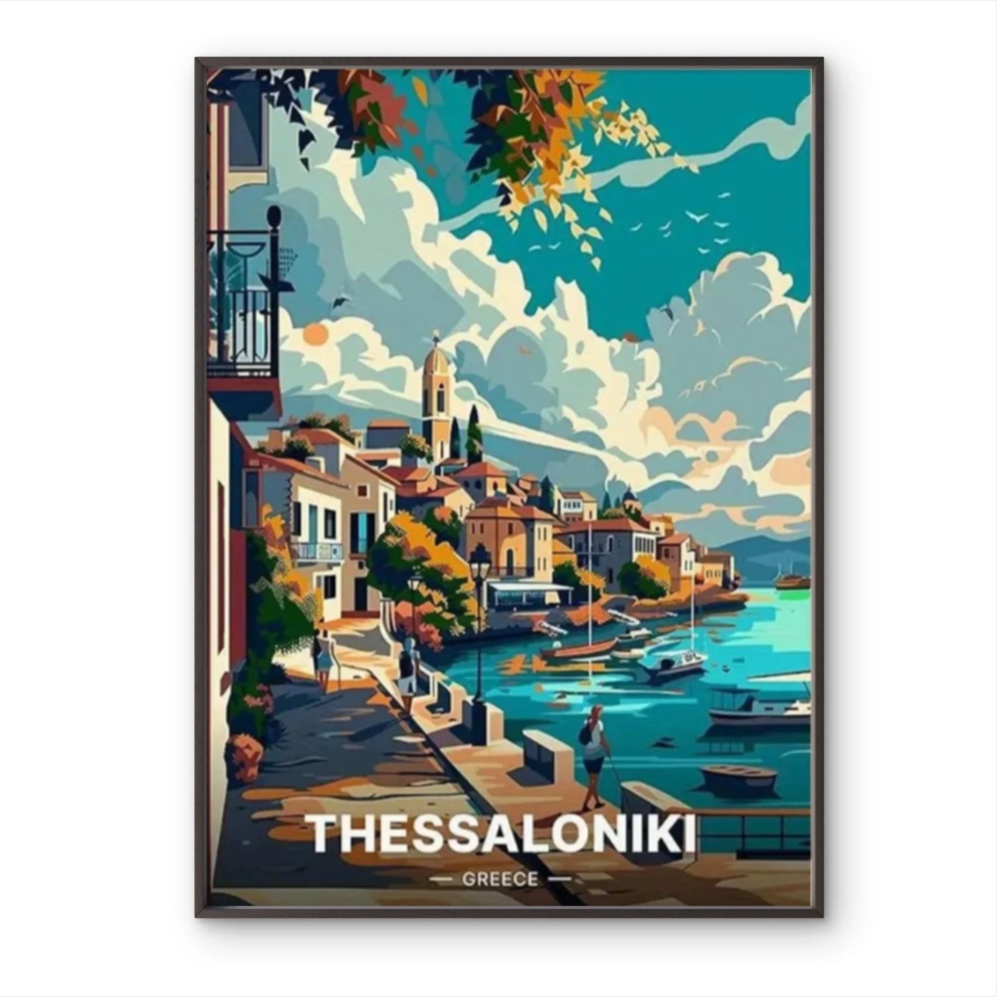 Greek Thessaloniki Greece Coastal Town Travel Poster Print Wall Art - Bella Home Decor