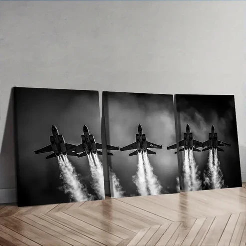 3pcs The jet plane is in the sky Wall Art Set Canvas Unframed - High Quality Print 100% Australian Made Wall Canvas