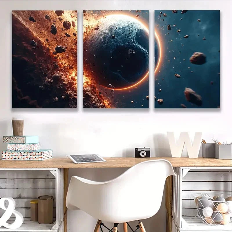 3pcs Vibrant Earth & Mars Imagery, I Wall Art Set Canvas Framed 40x60cm - High Quality Print 100% Australian Made Wall Canvas Ready to Hang