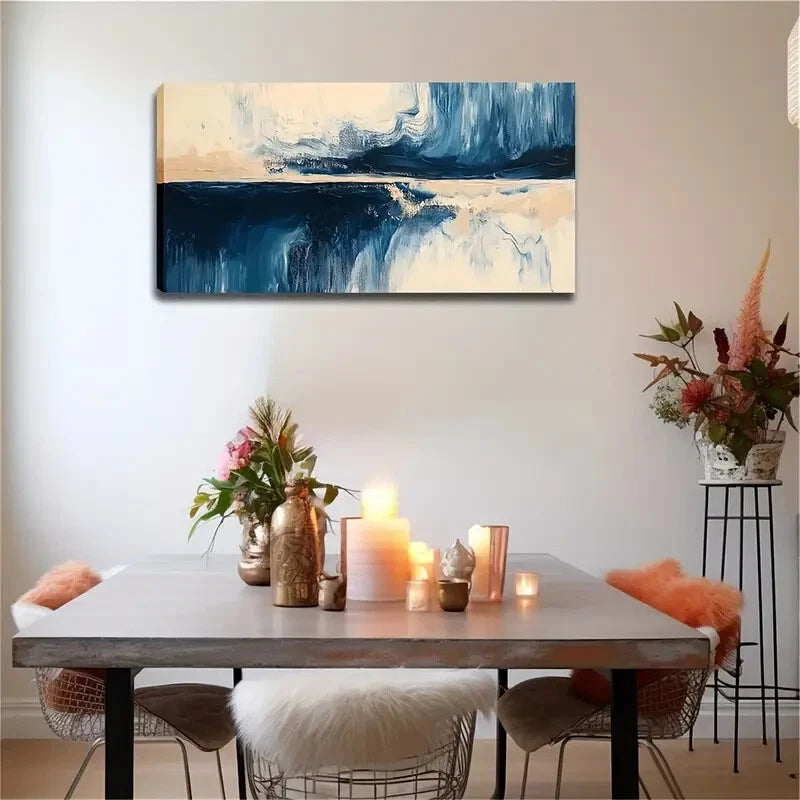 Abstract Landscape Warm & Cool Wall Art Canvas Office Home Room Framed 120x60cm - Bella Home Decor