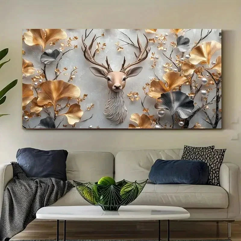 Decoration Retro Xinglin Deer Wall Art Canvas Office Home Room Framed 120x60cm