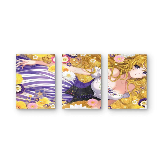 3pcs Whimsical Golden Flora Purple Corset Wall Art Set Canvas Framed 40x60cm - High Quality Print 100% Australian Made Wall Canvas Ready to Hang