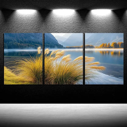 3pcs Reeds by the Lake Nature-Themed Scenery Metal Print Ready to Hang Art - Bella Home Decor
