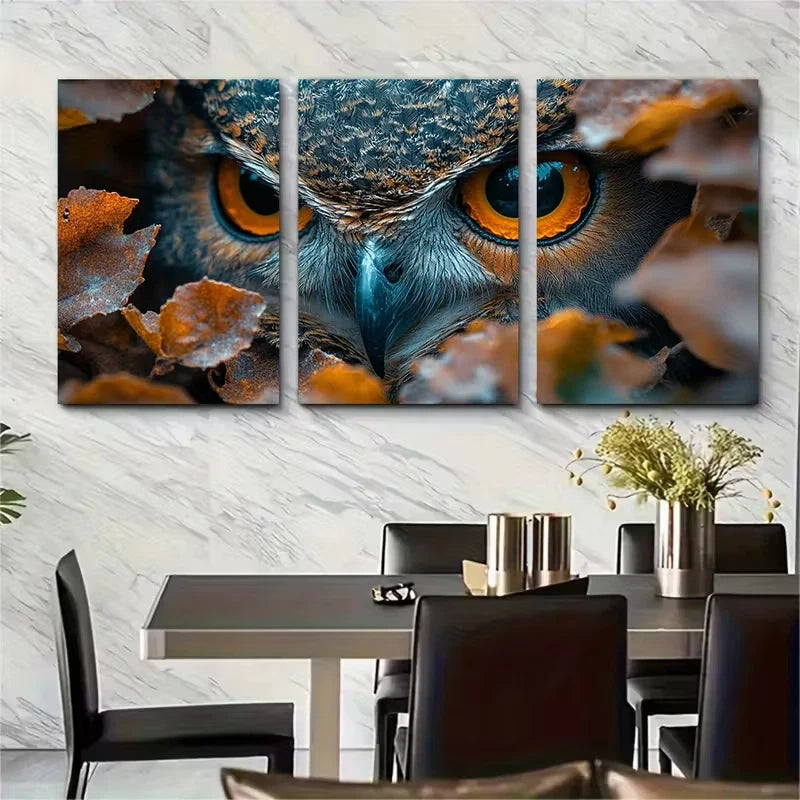 3pcs Woodland Owl Metal Print Ready to Hang Art