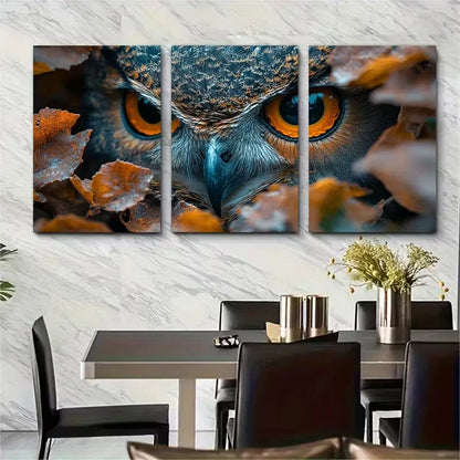 3pcs Woodland Owl Metal Print Ready to Hang Art