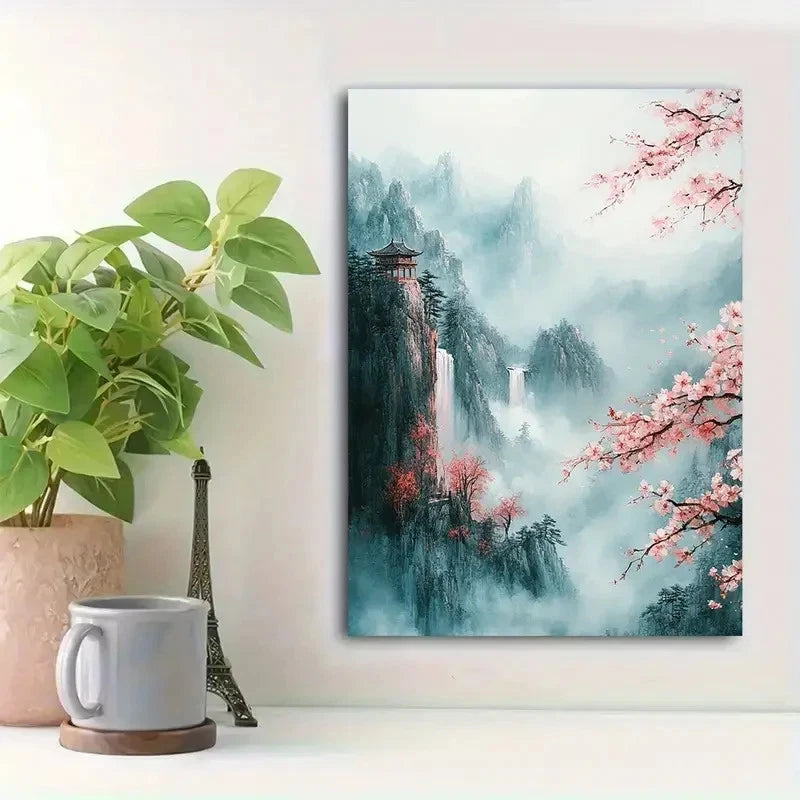 Beautiful Mountain Mist Watercolor Painting 40x60cm Metal Print Ready to Hang - Bella Home Decor