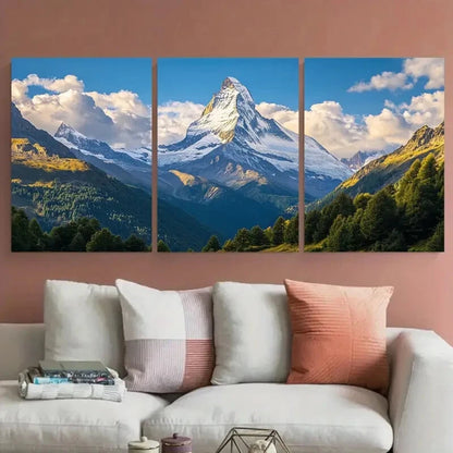 3pcs Aosta Valley Travel Matterhorn Metal Print Ready to Hang Art - Bella Home Decor