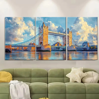 3pcs London Tower Bridge Watercolor Metal Print Ready to Hang Art