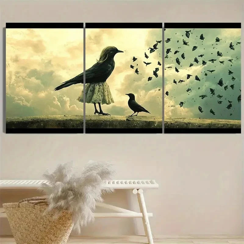 3pcs Dramatic Sky & Butterflies Wall Art Set Canvas Framed 60x90cm - High Quality Print 100% Australian Made Wall Canvas Ready to Hang - Bella Home Decor