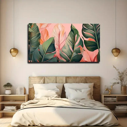 Green Banana Leave Wall Art Canvas Office Home Room Framed 120x60cm