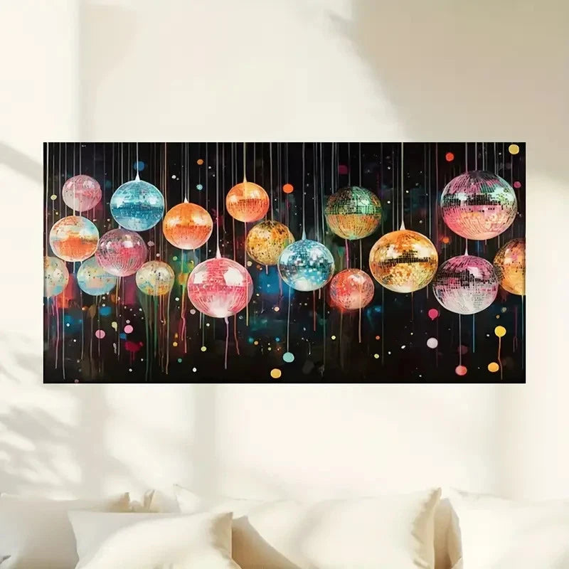 Colorful Disco Balls Abstract Wall Art Canvas Office Home Room Framed 120x60cm