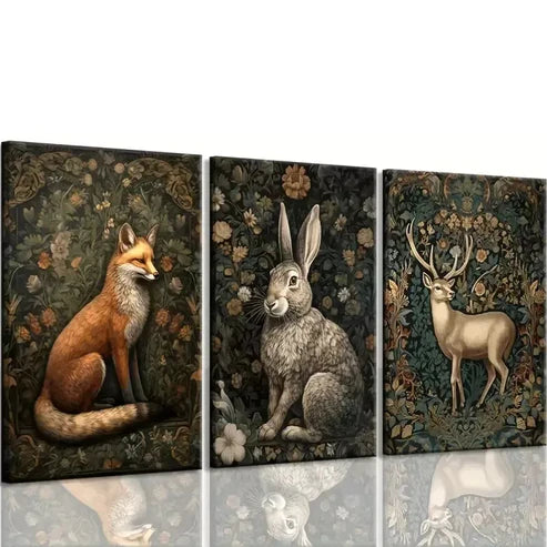 3pcs William Morris Animal  Art Set Canvas Unframed - High Quality Print 100% Australian Made Wall Canvas