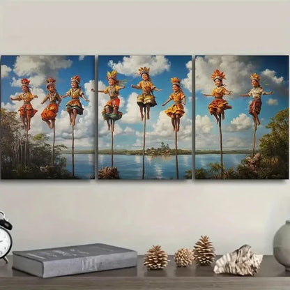 3pcs Walk on stilts Wall Art Set Canvas Unframed - High Quality Print 100% Australian Made Wall Canvas - Bella Home Decor