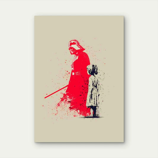 Crimson Guardian and the Little Girl 40x60cm Metal Print Ready to Hang - Bella Home Decor