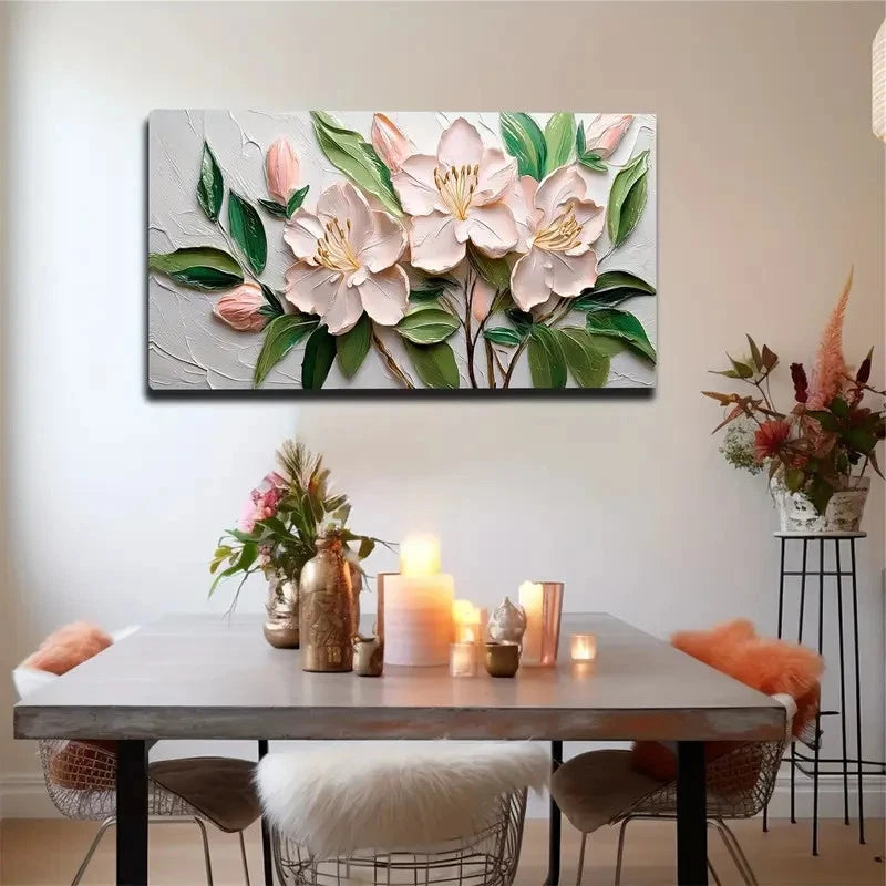 Three Pink Flowers Suitable Wall Art canvas office home room framed 120x60cm