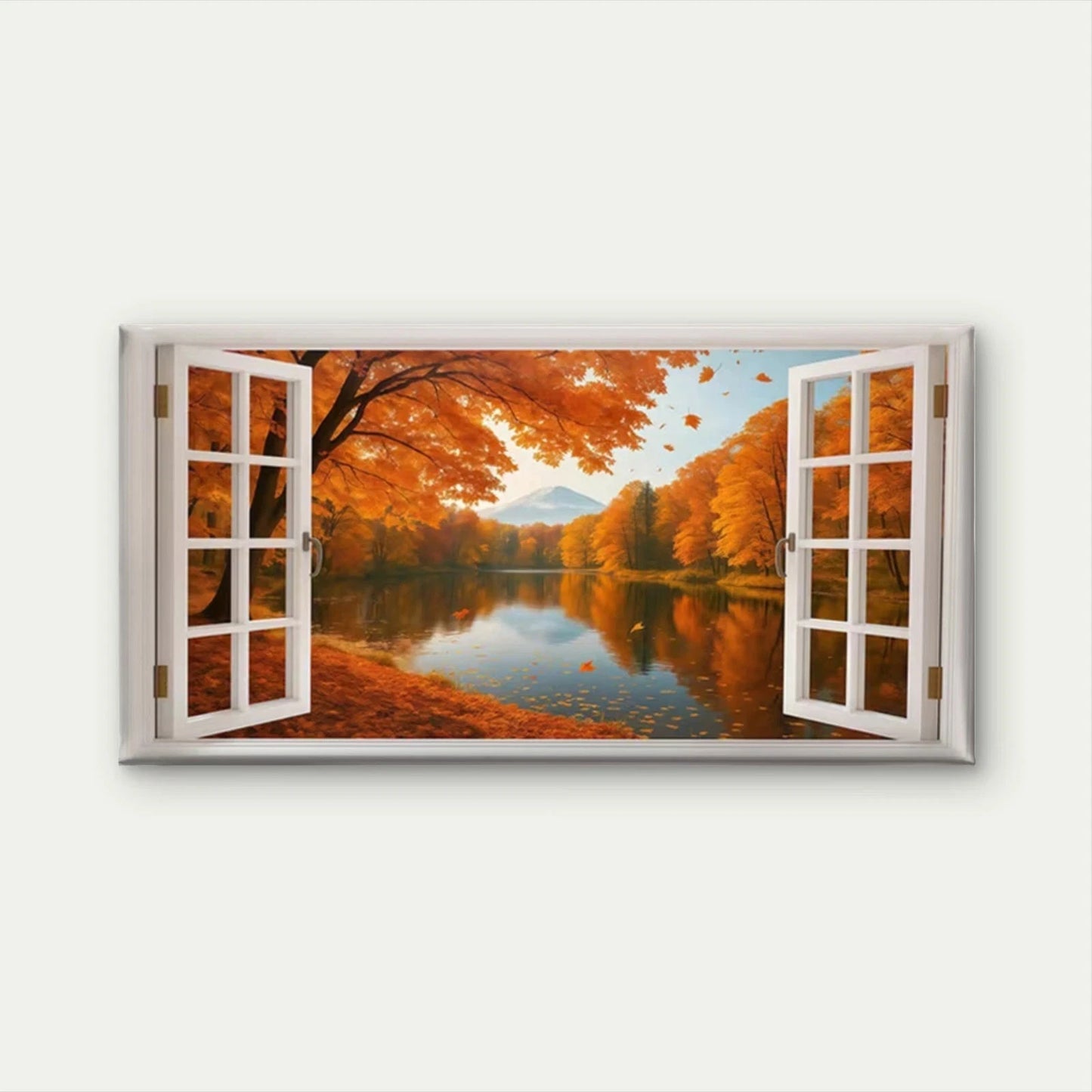 Autumn Lake Mountain View Wall Art Canvas Office Home Room Framed 120x60cm