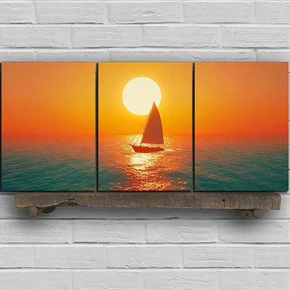3pcs Beautiful Sunset Over The Sea Metal Print Ready to Hang Art - Bella Home Decor