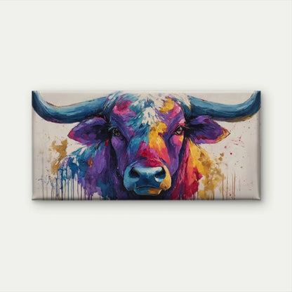 Abstract Multicolor Bull Wall Art Canvas Office Home Room Framed 120x60cm