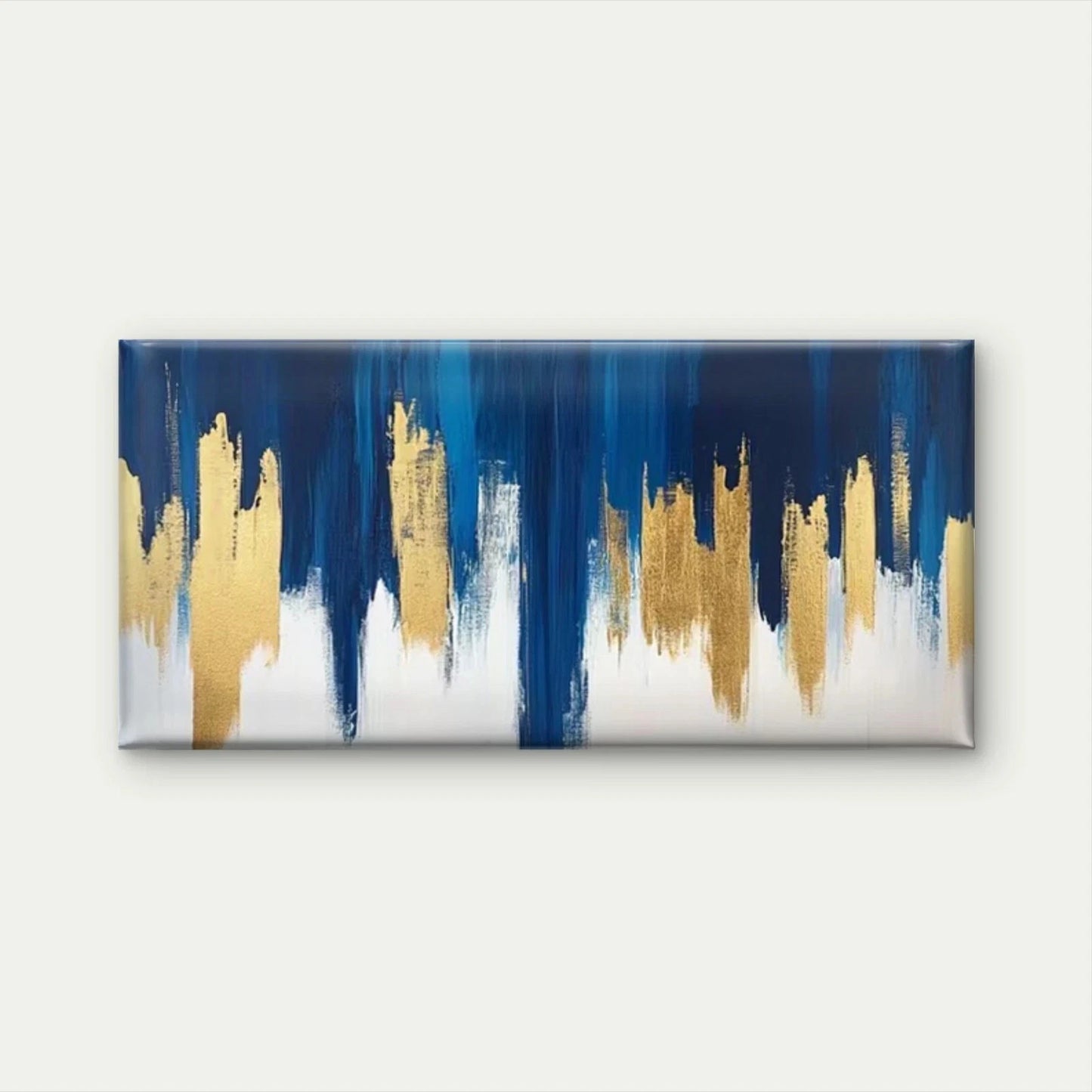Abstract Geometric Golden & BlueWall Art Canvas Office Home Room Framed 120x60cm