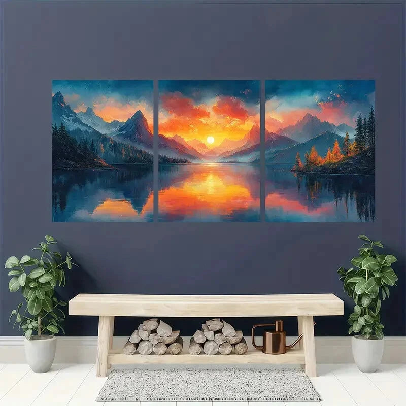 3pcs Colorful Landscape Art of your Choice Metal Print Ready to Hang Art - Bella Home Decor