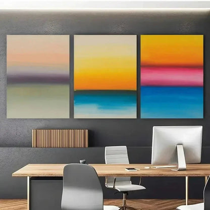 3pcs Color Block Abstract  Pastel & Vibrant  Wall Art Set Canvas Framed 60x90cm - High Quality Print 100% Australian Made Wall Canvas Ready to Hang - Bella Home Decor