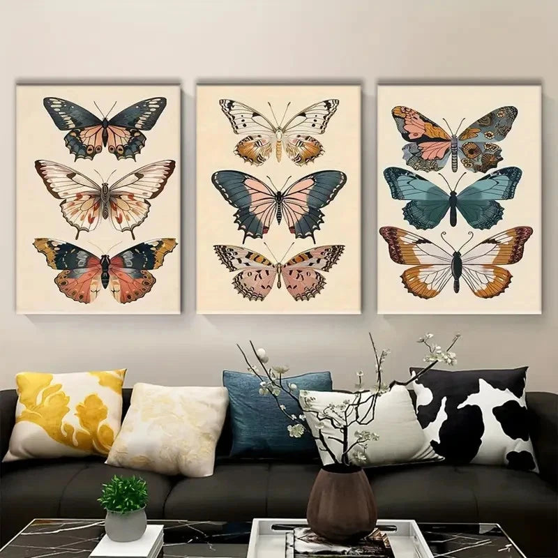 3pcs Bohemian Style Butterfly Metal Print Ready to Hang Art - Bella Home Decor