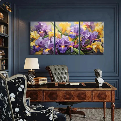 3pcs Vibrant Irises Colorful Floral Art Nature's Metal Print Ready to Hang Art - Bella Home Decor