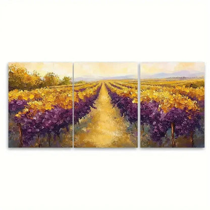 3pcs Plum Purple Goldenrod Yellow Sage Green Wall Art Canvas Unframed - High Quality Print 100% Australian Made Wall Canvas