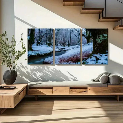 3pcs Streams Snow Scene Wall Art Canvas Unframed - High Quality Print 100% Australian Made Wall Canvas