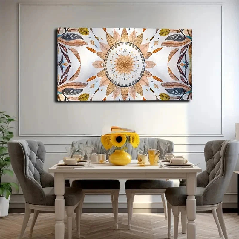 Symmetrical Floral Wall Art Canvas Office Home Room Framed 120x60cm