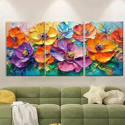 3pcs O Vibrant Blooming Flower Painting E   Wall Art Set Canvas Framed 60x90cm - High Quality Print 100% Australian Made Wall Canvas Ready to Hang