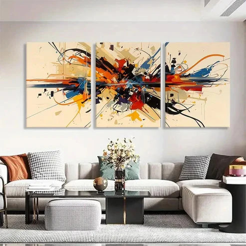 3pcs Explosion of Colors Abstract Perfect Wall Art Set Canvas Unframed - High Quality Print 100% Australian Made Wall Canvas