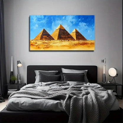 Yellow Pyramid Perfect Wall Art Canvas Office Home Room Framed 120x60cm