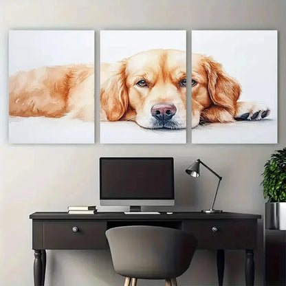 3pcs Dog Portrait Golden Retriever Memorial Metal Print Ready to Hang Art - Bella Home Decor