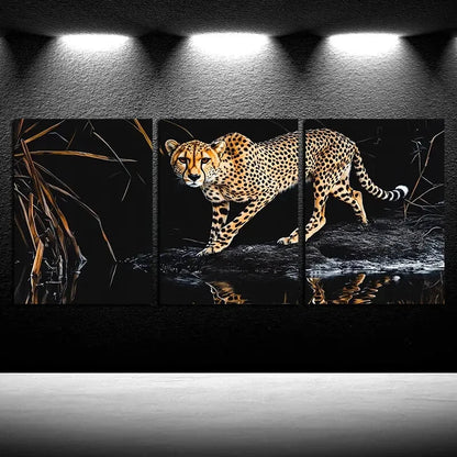3pcs Lonely Leopard Nature Inspired Design Metal Print Ready to Hang Art - Bella Home Decor