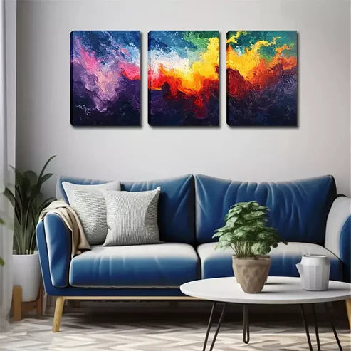 3pcs Vibrant Abstract River Wall Art Canvas Unframed - High Quality Print 100% Australian Made Wall Canvas