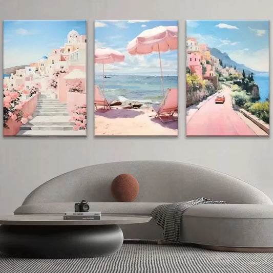 3pcs The Amalfi Coast in Italy Metal Print Ready to Hang Art