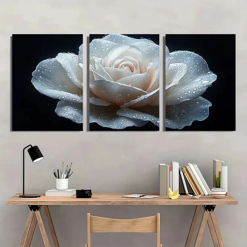 3pcs Painting Print Flower Art Rose Painting Metal Print Ready to Hang Art - Bella Home Decor