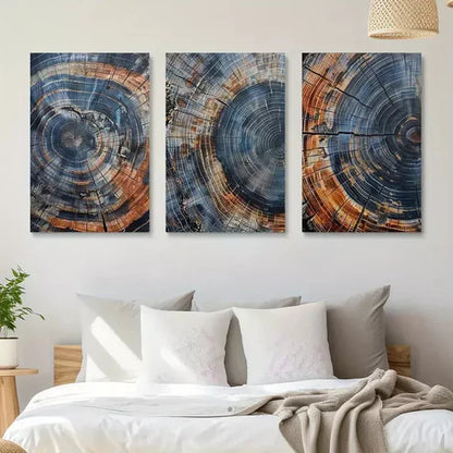 3pcs Vintage Tree Rings, Abstract Wall Art Canvas Unframed - High Quality Print 100% Australian Made Wall Canvas